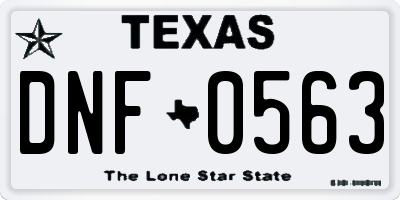 TX license plate DNF0563