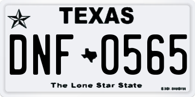 TX license plate DNF0565