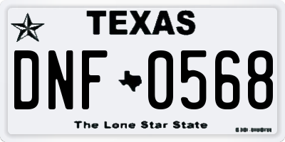 TX license plate DNF0568