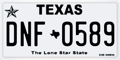 TX license plate DNF0589