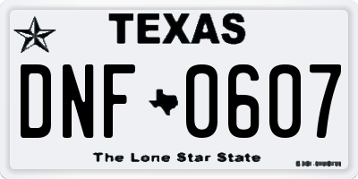 TX license plate DNF0607