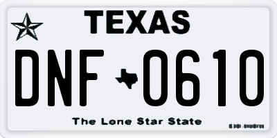 TX license plate DNF0610