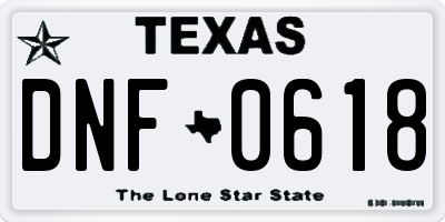 TX license plate DNF0618