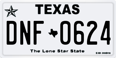 TX license plate DNF0624