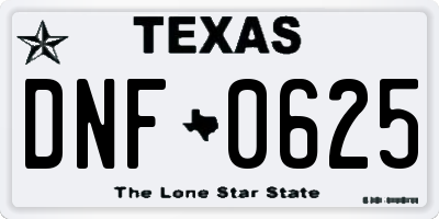 TX license plate DNF0625