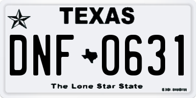 TX license plate DNF0631