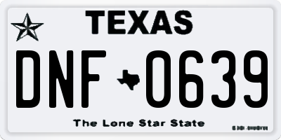 TX license plate DNF0639