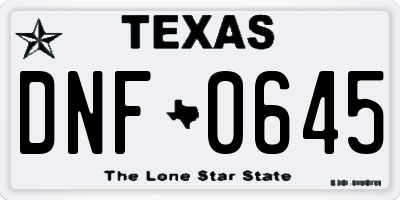 TX license plate DNF0645