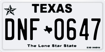 TX license plate DNF0647