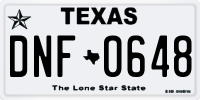 TX license plate DNF0648