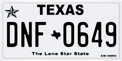 TX license plate DNF0649