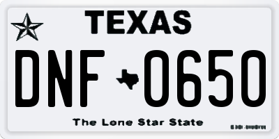 TX license plate DNF0650