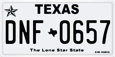 TX license plate DNF0657
