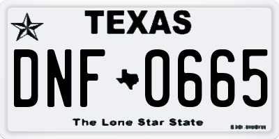 TX license plate DNF0665