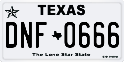 TX license plate DNF0666