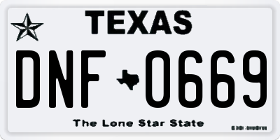 TX license plate DNF0669