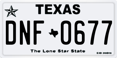 TX license plate DNF0677