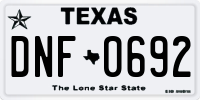 TX license plate DNF0692
