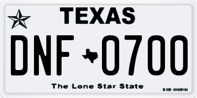 TX license plate DNF0700