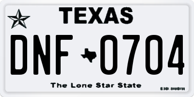 TX license plate DNF0704