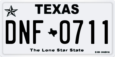 TX license plate DNF0711