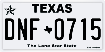 TX license plate DNF0715