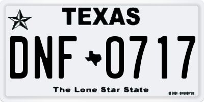 TX license plate DNF0717