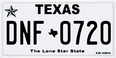TX license plate DNF0720