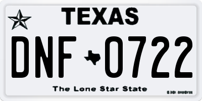 TX license plate DNF0722