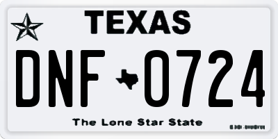 TX license plate DNF0724