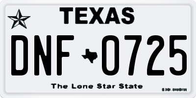 TX license plate DNF0725