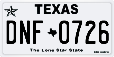 TX license plate DNF0726