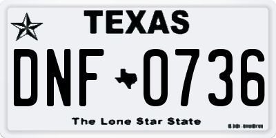 TX license plate DNF0736
