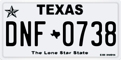 TX license plate DNF0738