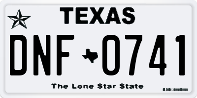 TX license plate DNF0741