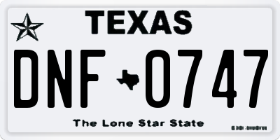 TX license plate DNF0747