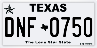 TX license plate DNF0750