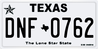 TX license plate DNF0762
