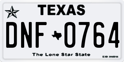 TX license plate DNF0764