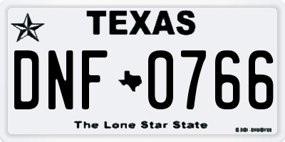 TX license plate DNF0766