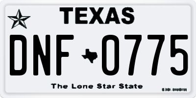 TX license plate DNF0775