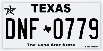 TX license plate DNF0779