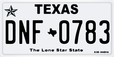 TX license plate DNF0783