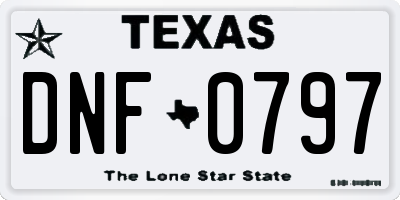 TX license plate DNF0797
