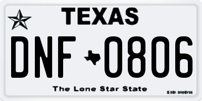 TX license plate DNF0806
