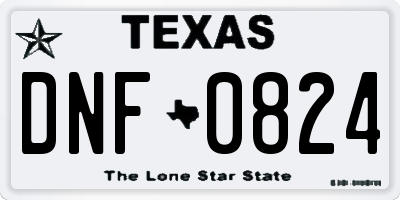 TX license plate DNF0824