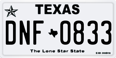 TX license plate DNF0833