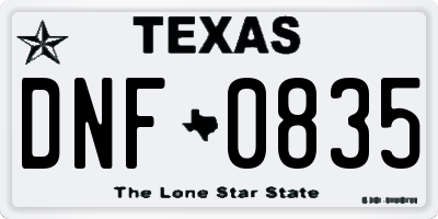 TX license plate DNF0835