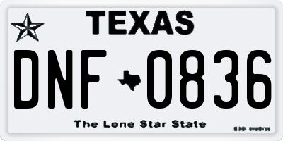 TX license plate DNF0836