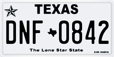 TX license plate DNF0842